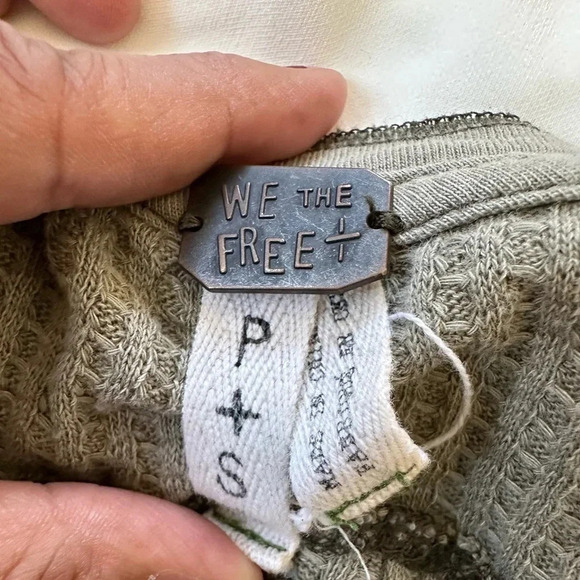 Free People Bridget Henley Top Waffle Knit Military Size Small - Picture 11 of 11